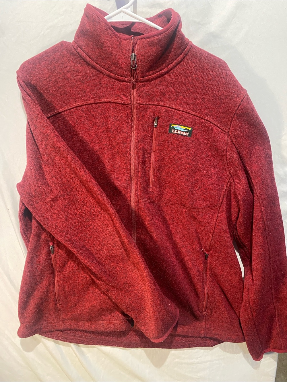 L.L. Bean Men's Heathered Red Full-Zip Fleece Jacket